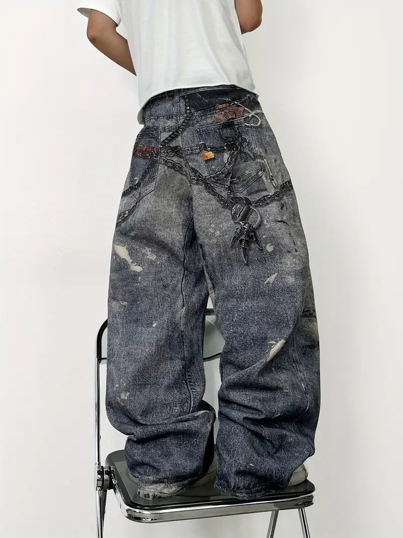 Baggy Graphic Washed Vintage Jeans