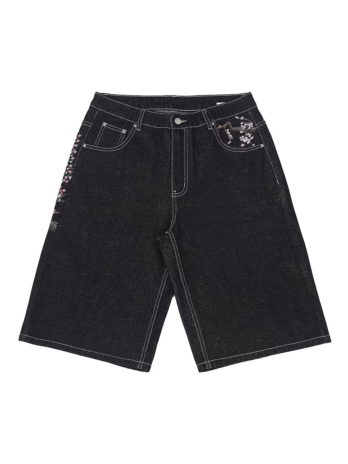 Sakura Embroidered Baggy Shorts