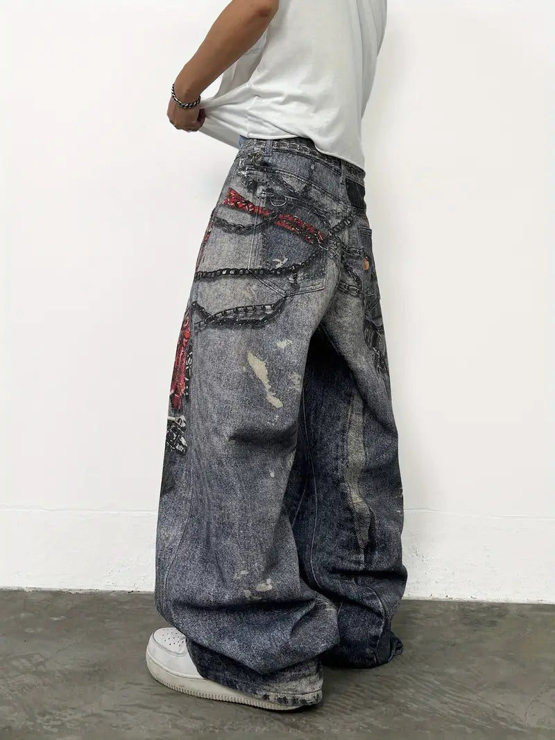 Baggy Graphic Washed Vintage Jeans